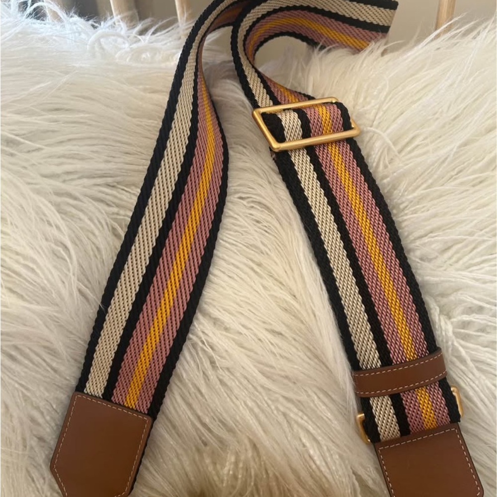 Tory Burch Yellow Leather Camera Crossbody with Multicolor Logo Letters - Picture 2 of 5